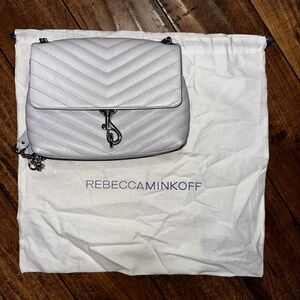 Rebecca Minkoff Edie Crossbody – Ice Grey – Silver Hardware – NWT